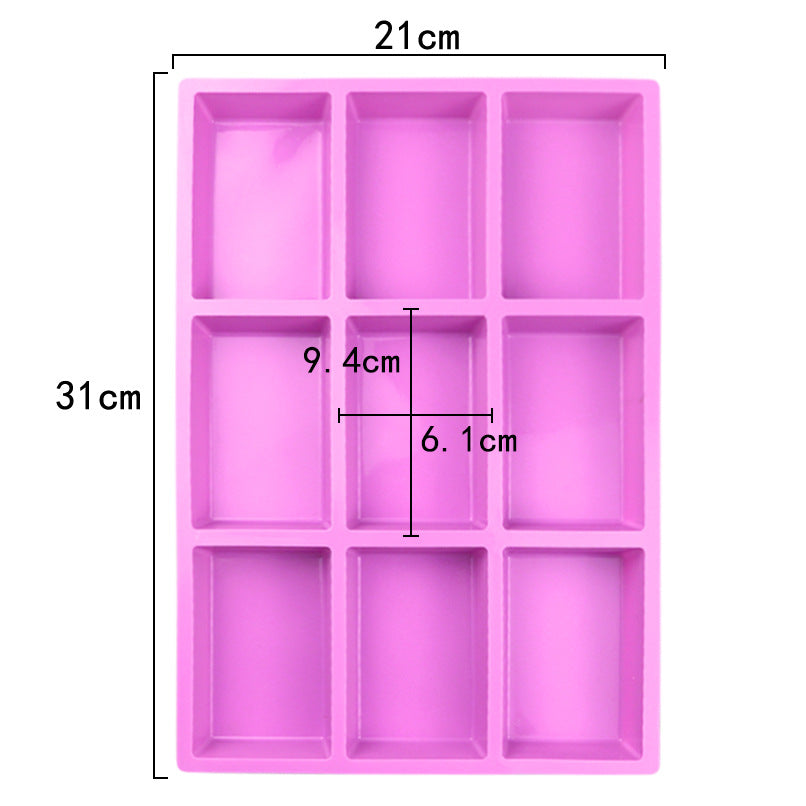 9 Cavity Rectangle Silicone Mold (Light) appox 120-140gm