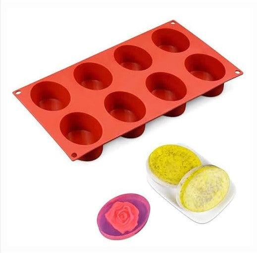 8-Cavity Non-Stick Silicone Cupcake Baking Mold for DIY Cakes, Chocolates, and Biscuits