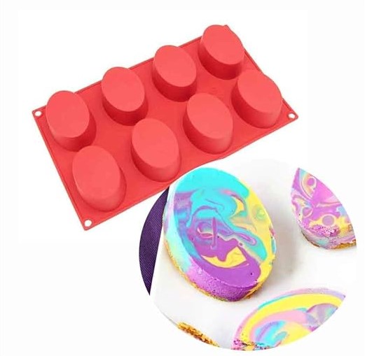 8-Cavity Non-Stick Silicone Cupcake Baking Mold for DIY Cakes, Chocolates, and Biscuits