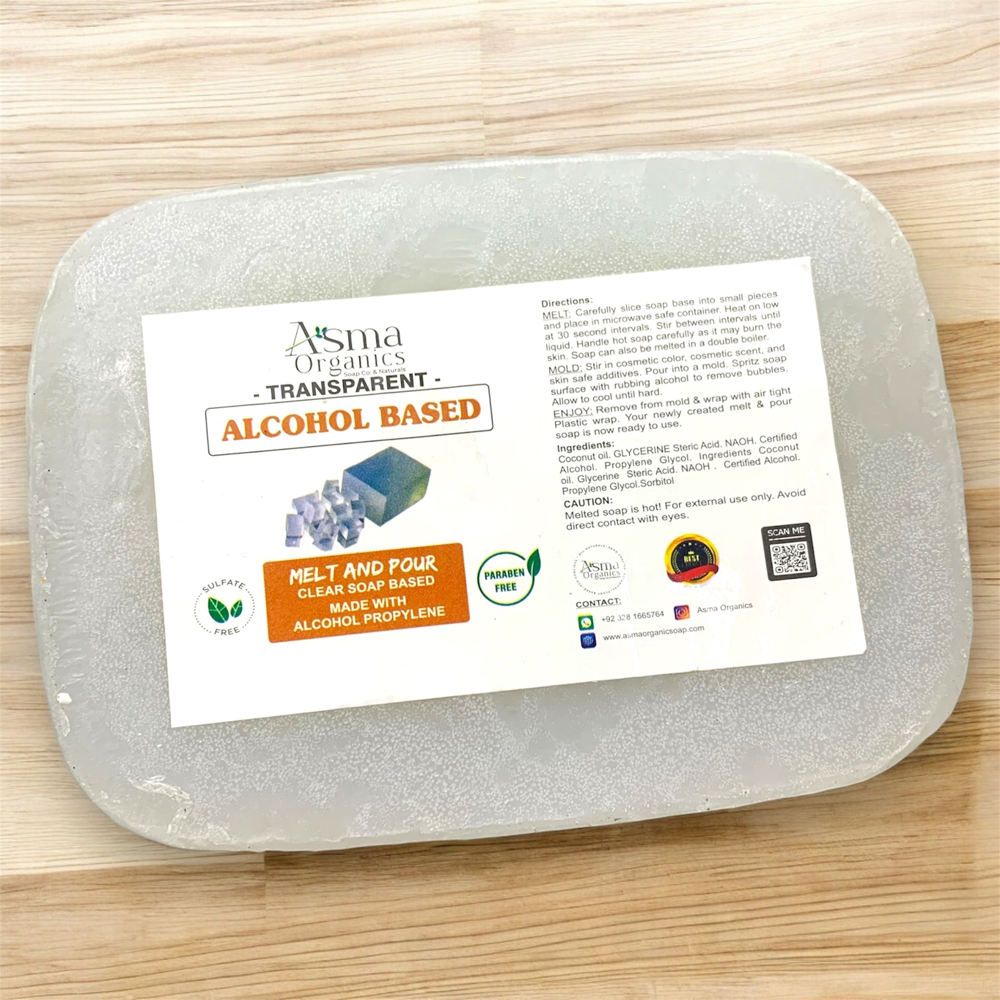 TRANSPARENT Alcohol Based soap base |GLYCERINE SOAP BASE