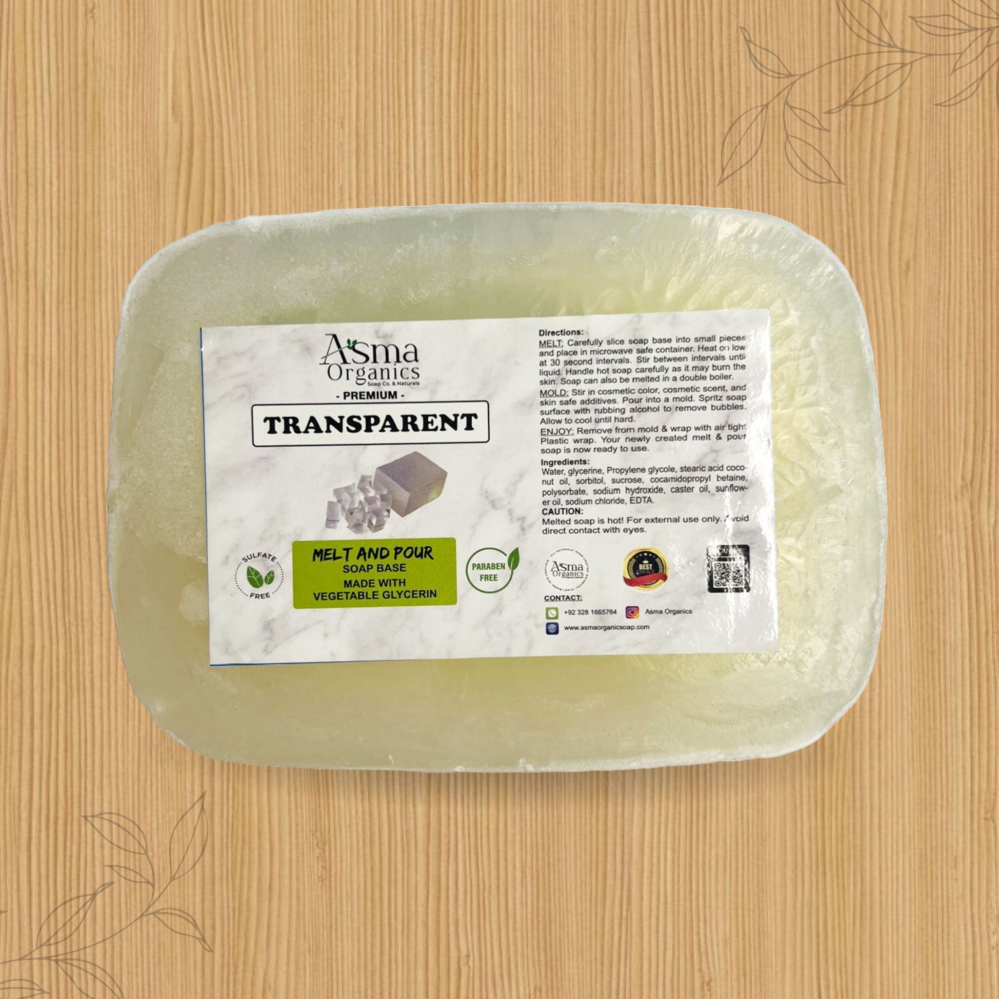 TRANSPARENT NON ALCOHOLIC Melt and Pour Soap Base  | COCONUT BASED