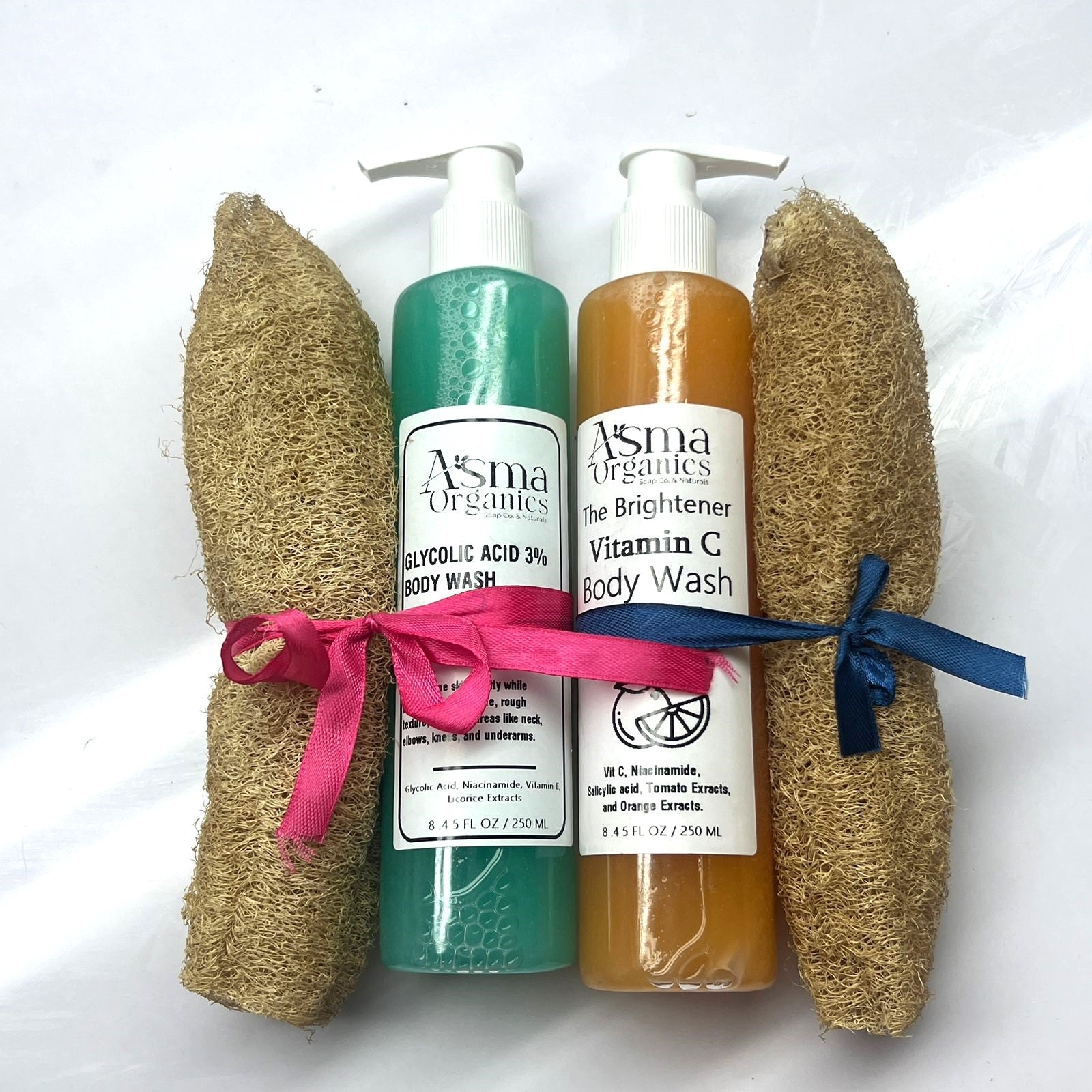 Vitamin C Body Wash and Glutathione Body Wash Combo Pack + 2 Loofah