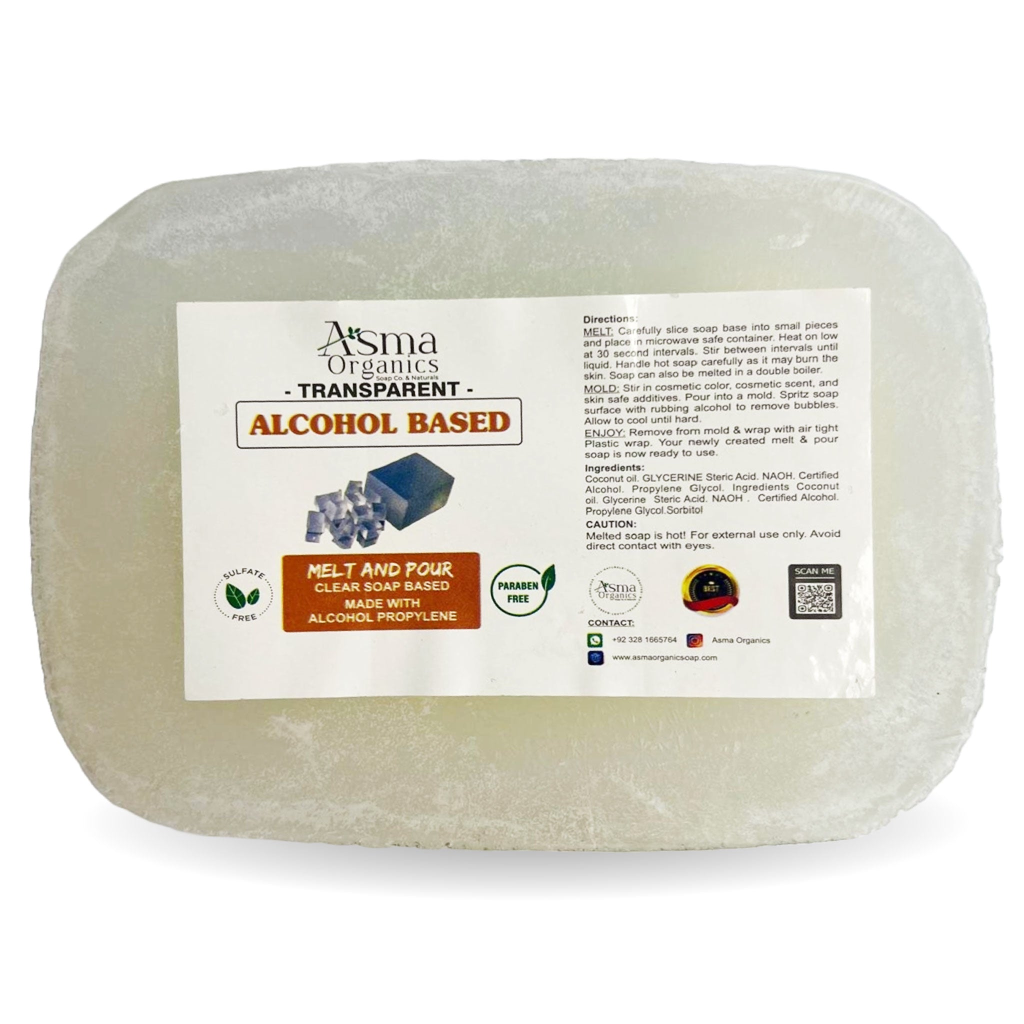 TRANSPARENT Alcohol Based soap base |GLYCERINE SOAP BASE