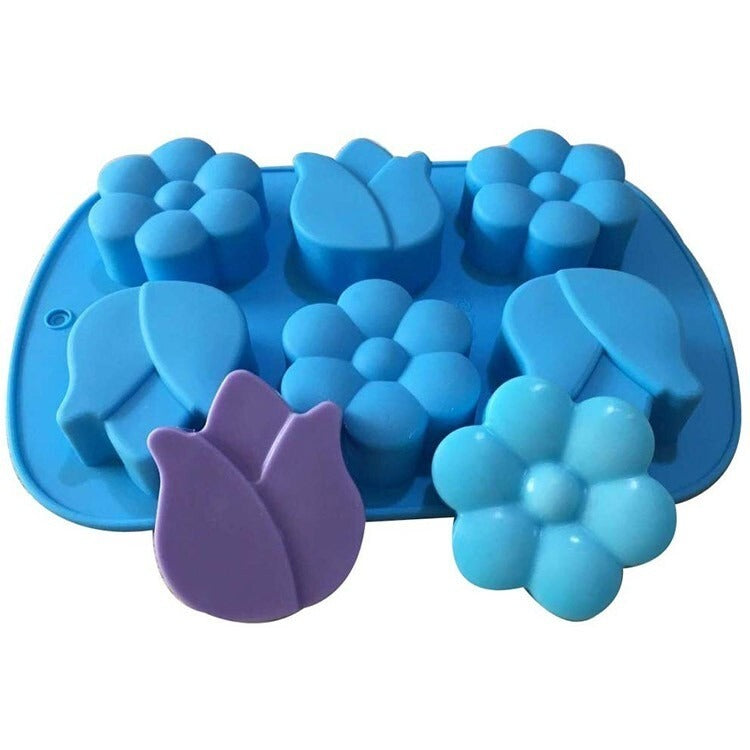 Flower Soap Mould Daisy Tulip 6 cell Candles Muffins Cupcakes Decorating Fondant