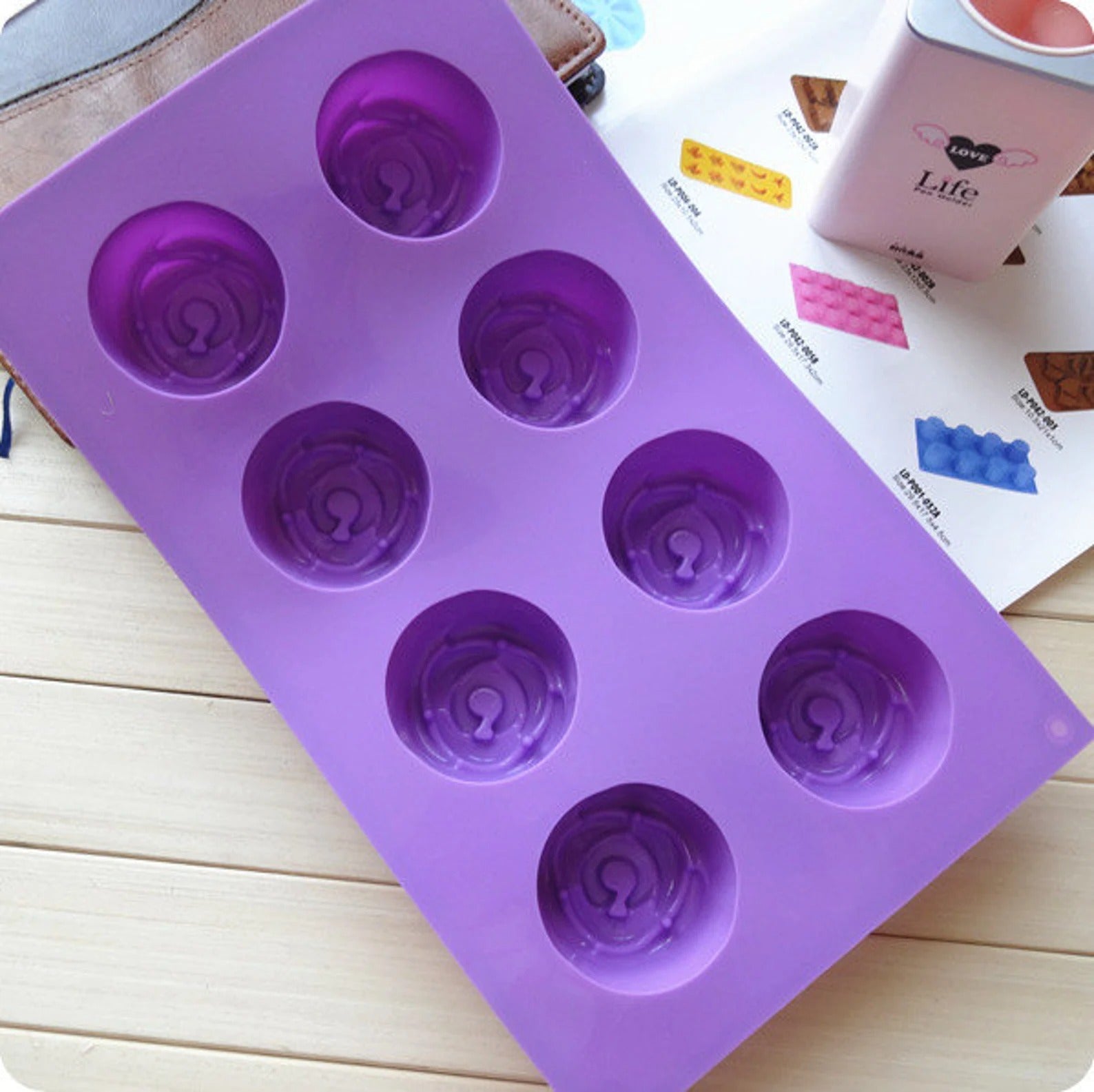 8 cavity Rose Flower Silicon Soap Mold tray 5cm