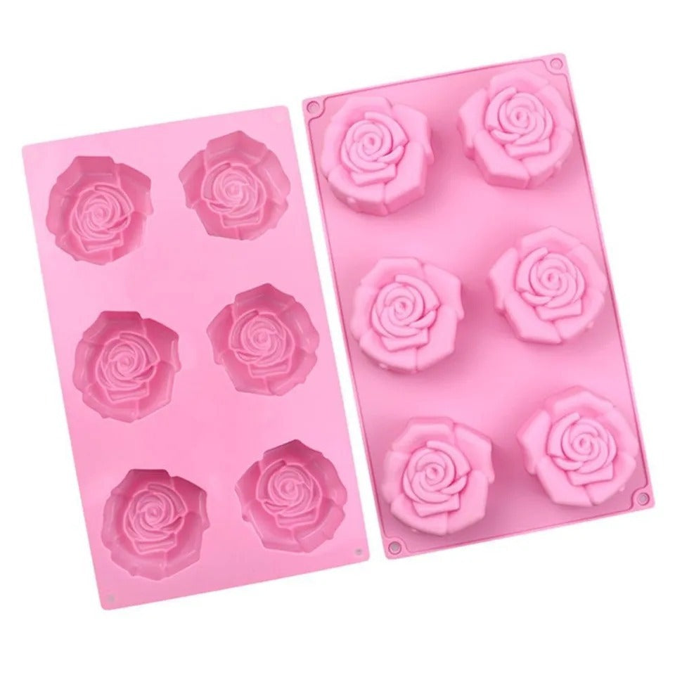 6 DIY Concrete Fondant Cake Molds Rose Candles Soap Mold Silicon